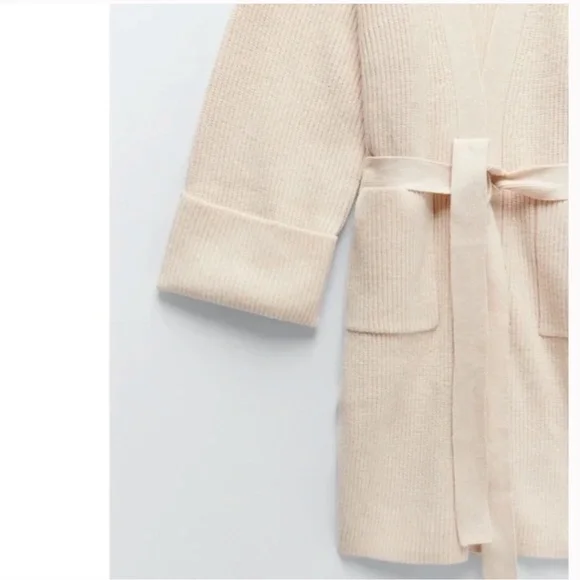 Zara Belted Knit Cardigan Knit Coat NWT - Picture 7 of 8